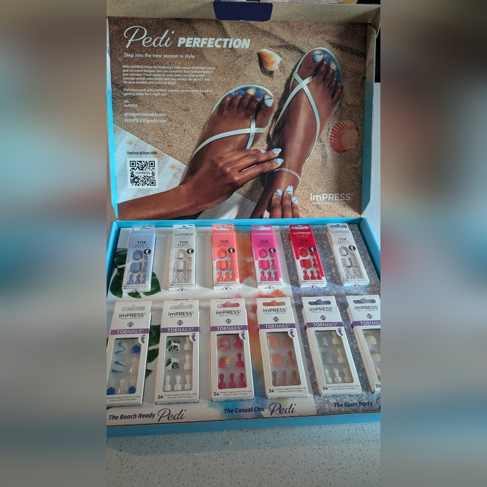 ImPRESS TOE NAIL press-on pedicure 12 pack